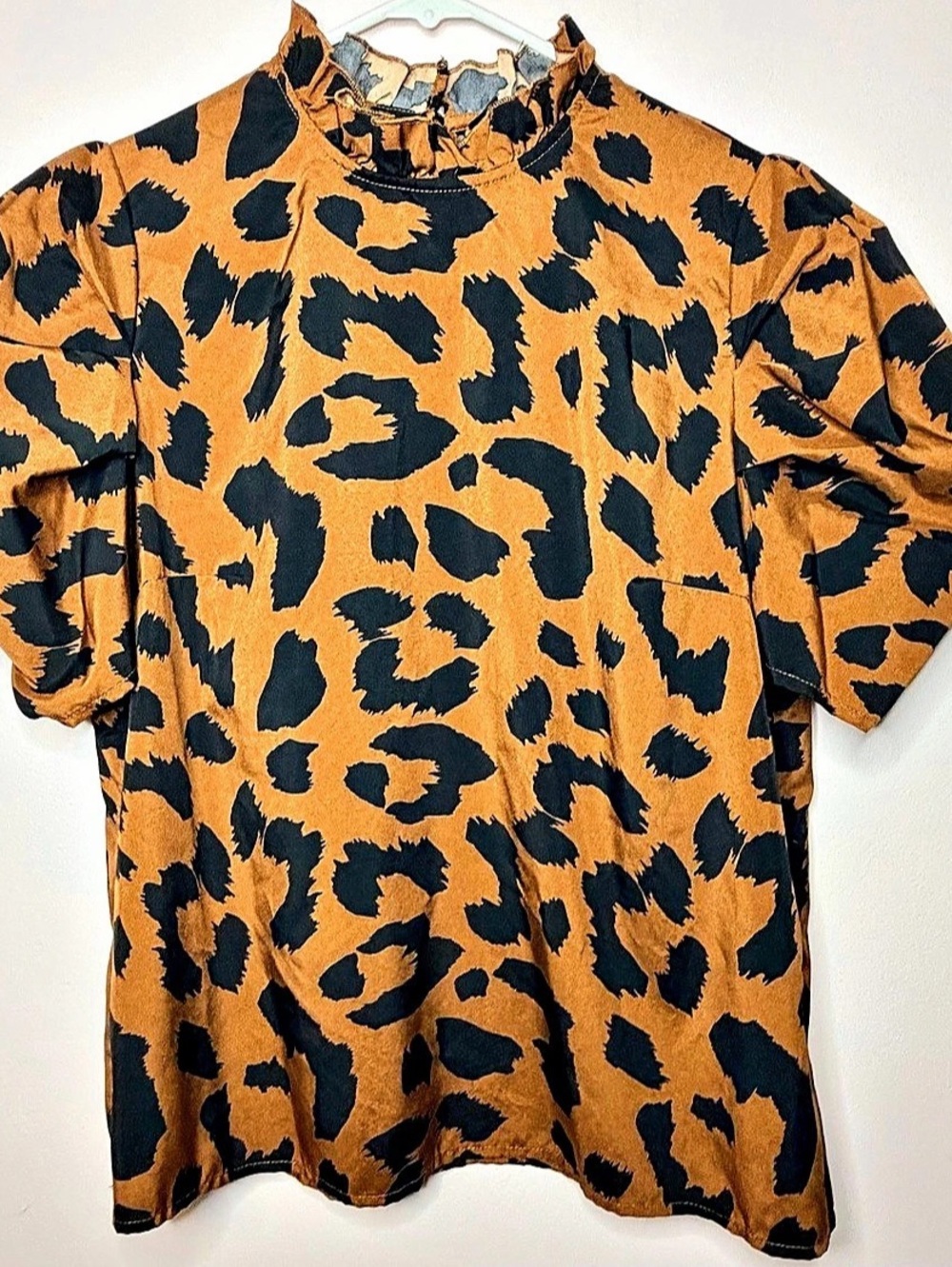 SHEIN Curve Leopard Print Top Orange Black Size XL